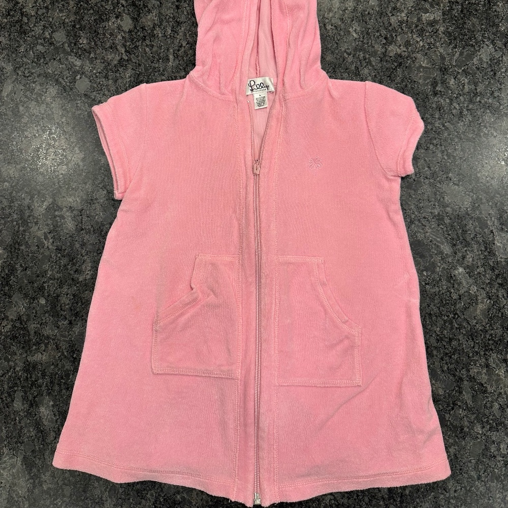 Lilly Pulitzer Girls Pink Swim Hooded Cover-Up - Girls size 4